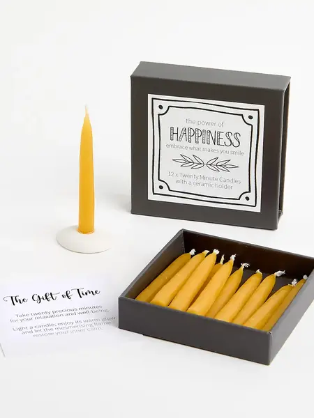 12 Mini Kerzen aus Bienenwachs – the power of Happiness
