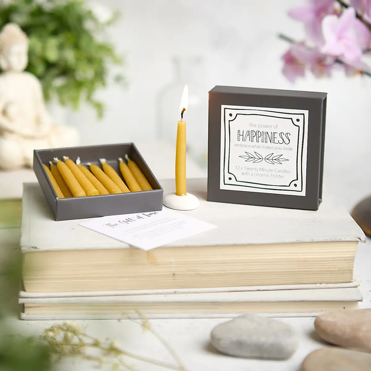 12 Mini Kerzen aus Bienenwachs – the power of Happiness