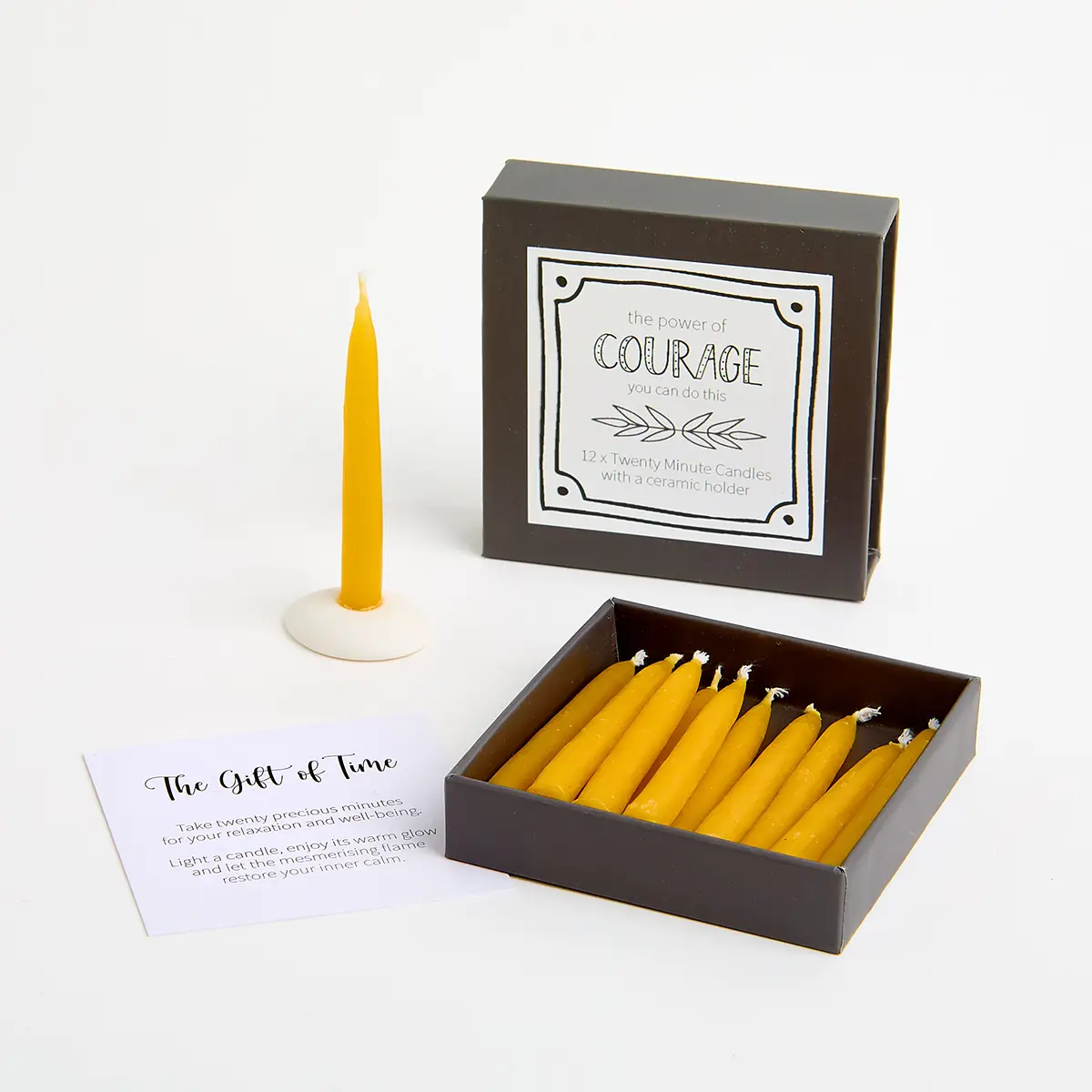 12 Mini Kerzen aus Bienenwachs – the power of Courage