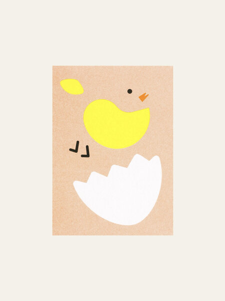 HERR UND FRAU RIO Riso Karte Küken aus dem Ei geschlüpft & transparentes Couvert