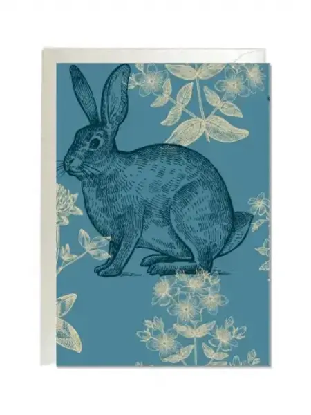 Doppelkarte Hase auf Blau