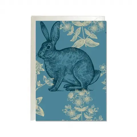 Doppelkarte Hase auf Blau