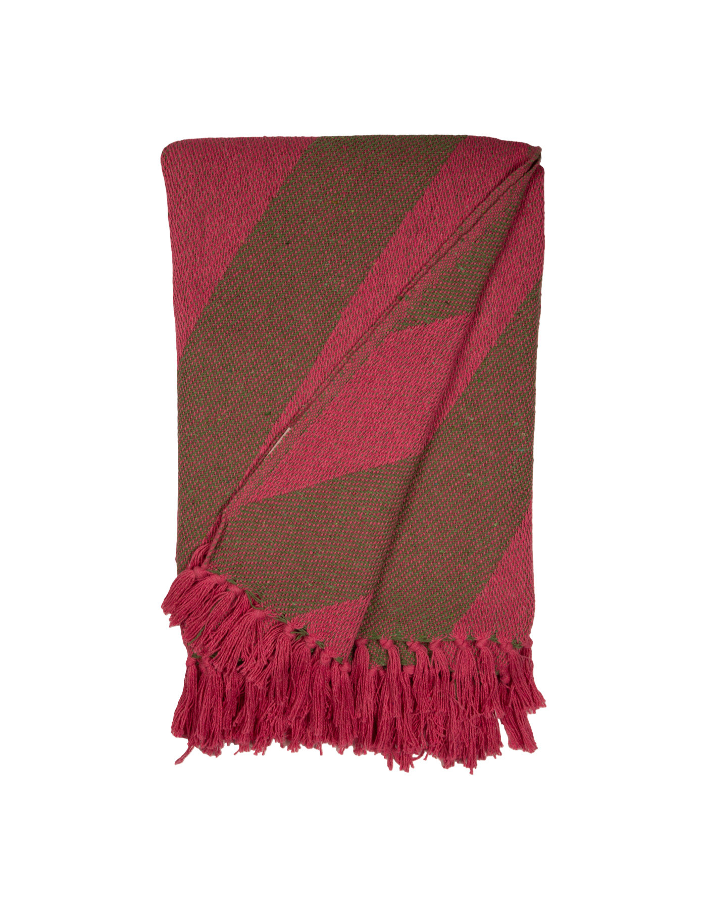 Decke diagonal gestreift – Pink Grün