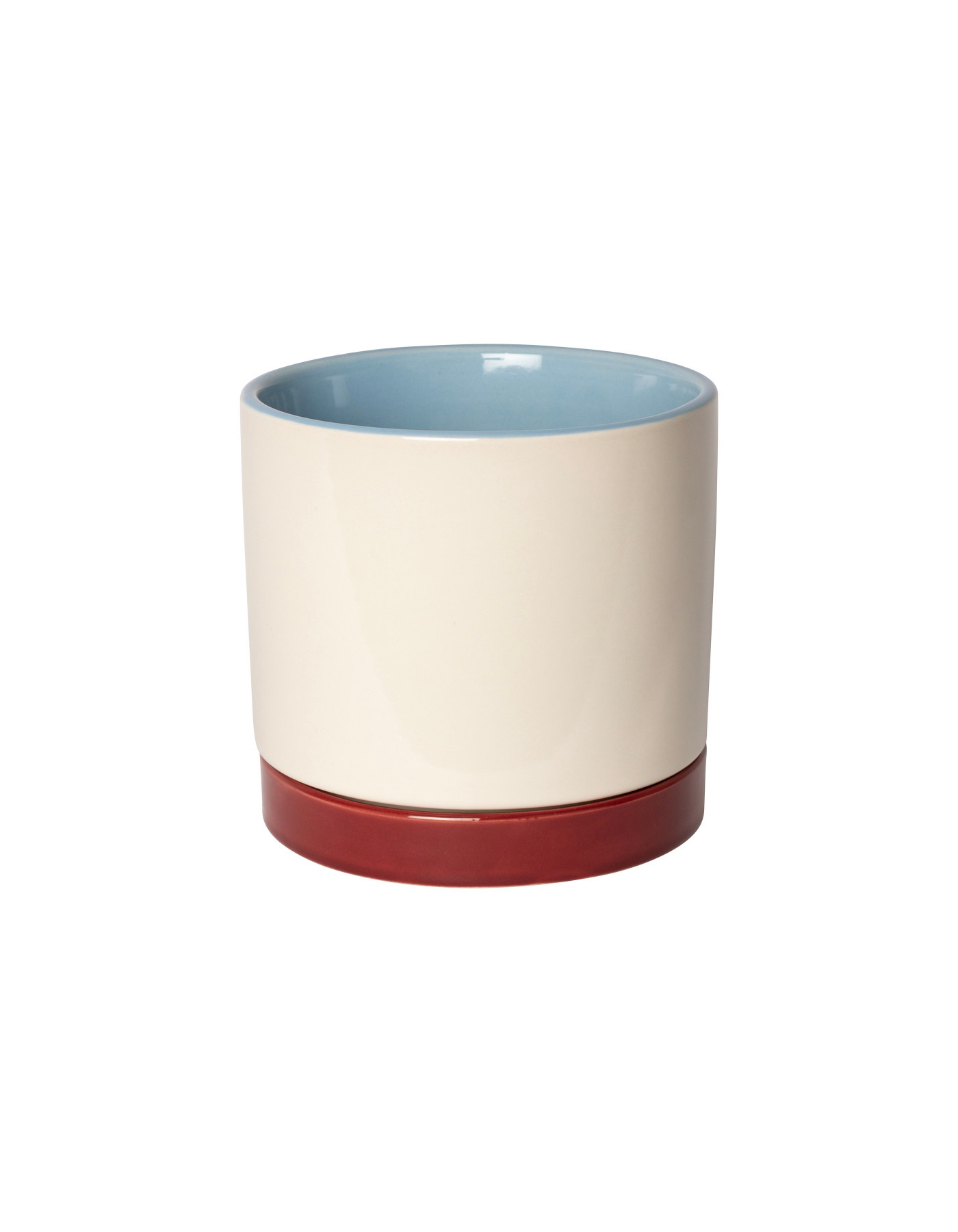 Blumentopf mit Unterteller gross – Blau Weiss Bordeaux