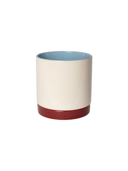 Blumentopf mit Unterteller mittel – Blau Weiss Bordeaux