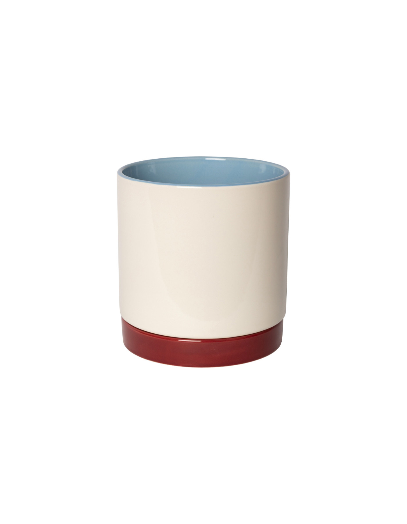 Blumentopf mit Unterteller mittel – Blau Weiss Bordeaux
