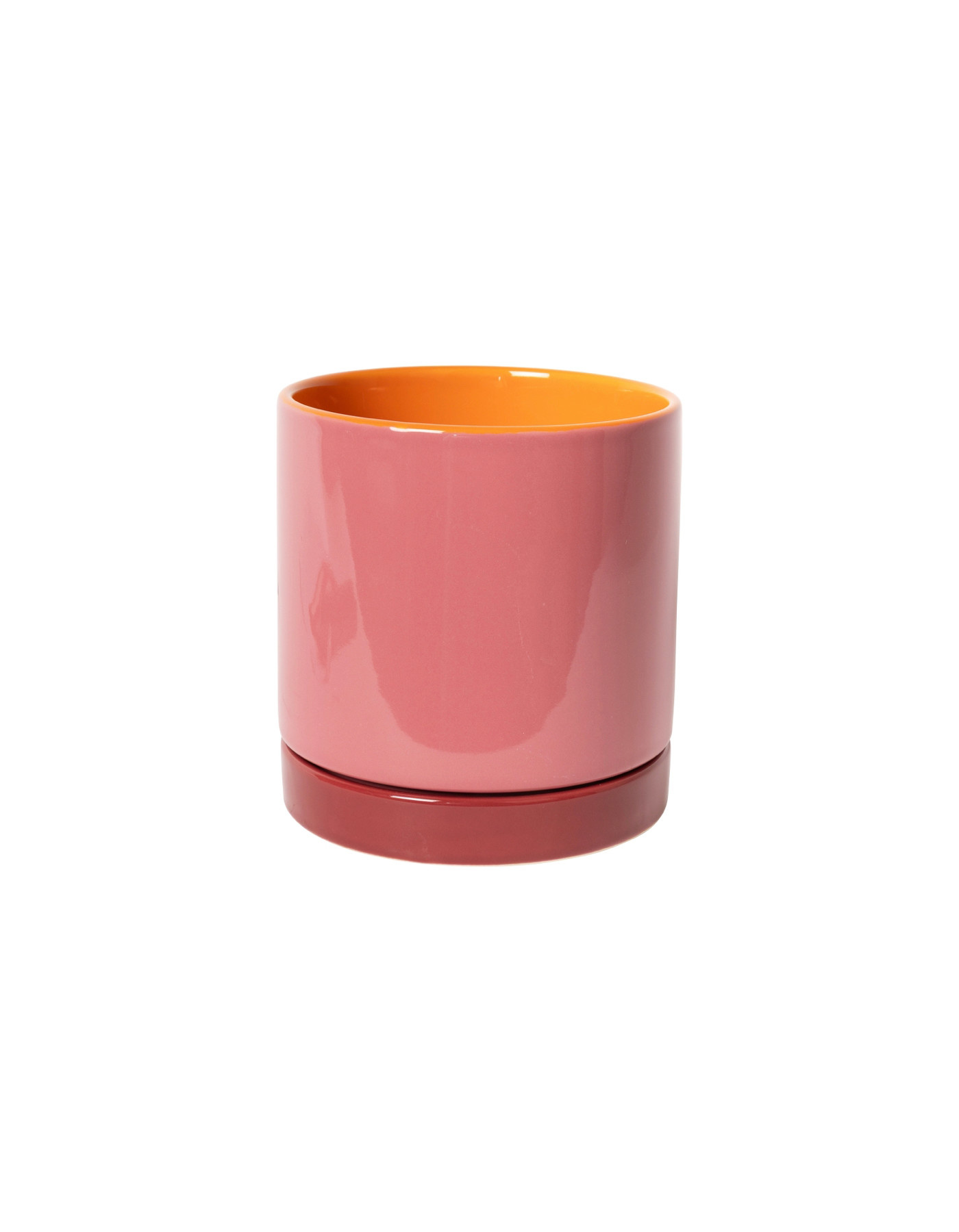 Blumentopf mit Unterteller mittel – Orange Pink Maroon