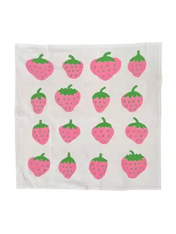 NICE LIFE Handbedrucktes Baumwolltuch / Geschirrtuch – Pink Strawberry