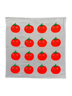 NICE LIFE Handbedrucktes Baumwolltuch / Geschirrtuch – Neon Tomate