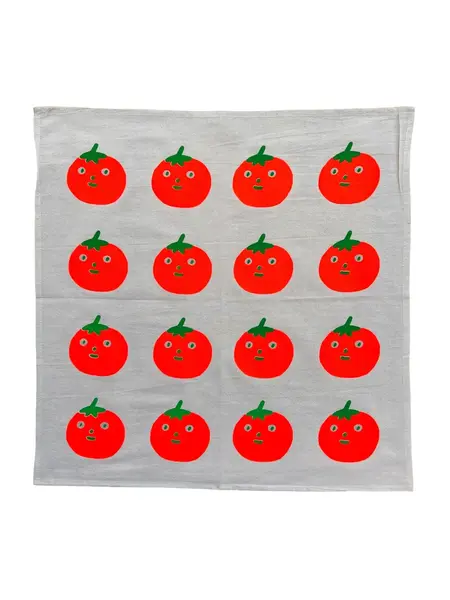NICE LIFE Handbedrucktes Baumwolltuch / Geschirrtuch – Neon Tomate