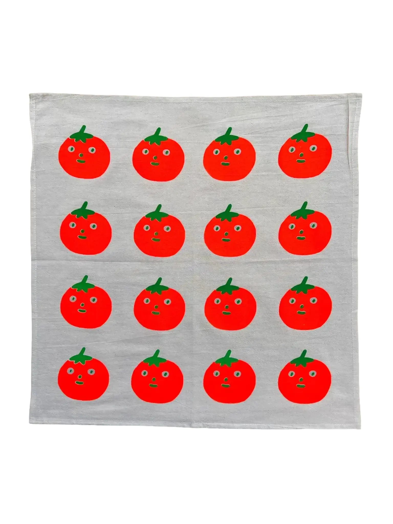 NICE LIFE Handbedrucktes Baumwolltuch / Geschirrtuch - Neon Tomate