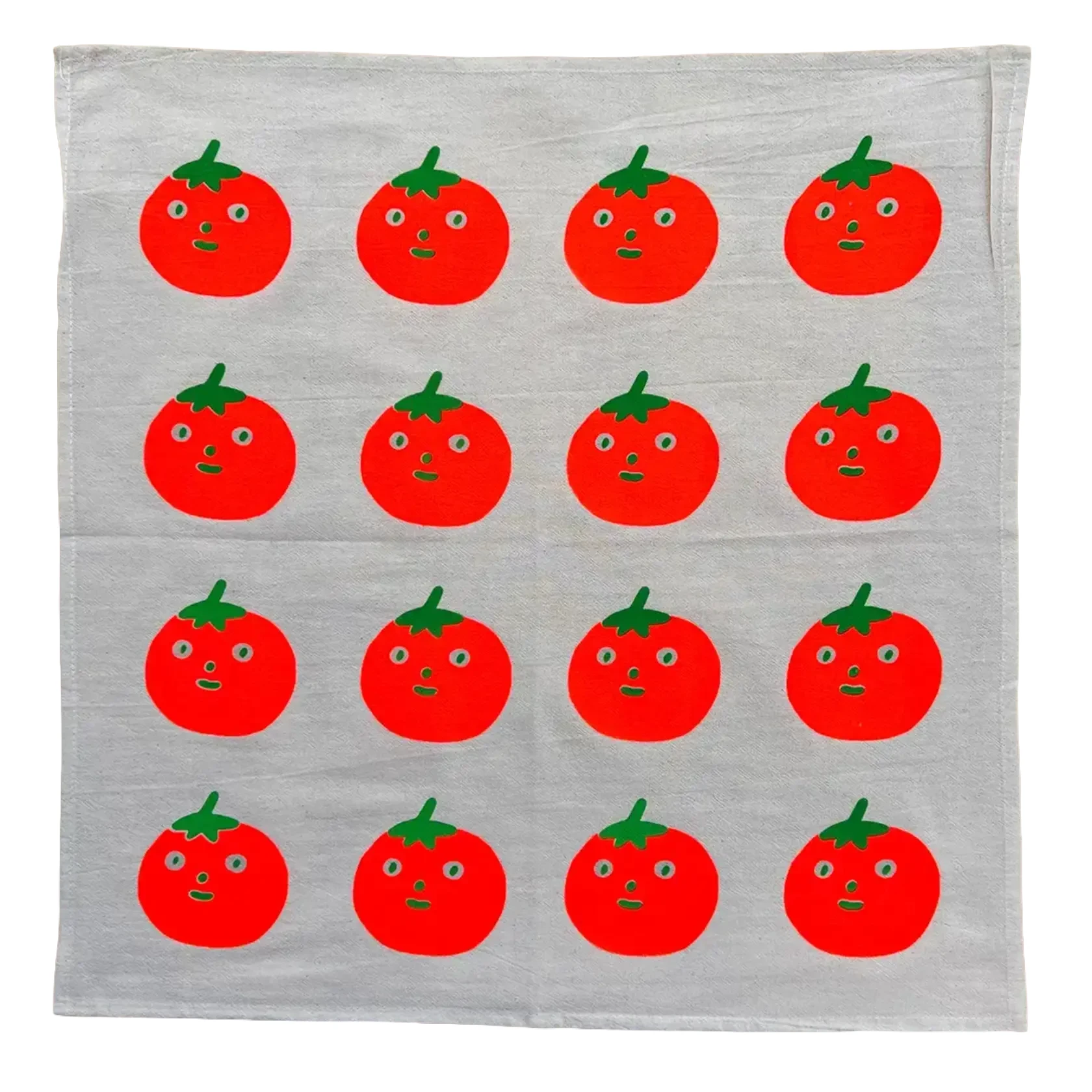 NICE LIFE Handbedrucktes Baumwolltuch / Geschirrtuch - Neon Tomate