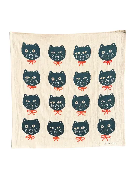 NICE LIFE Handbedrucktes Baumwolltuch / Geschirrtuch – Bad Cats