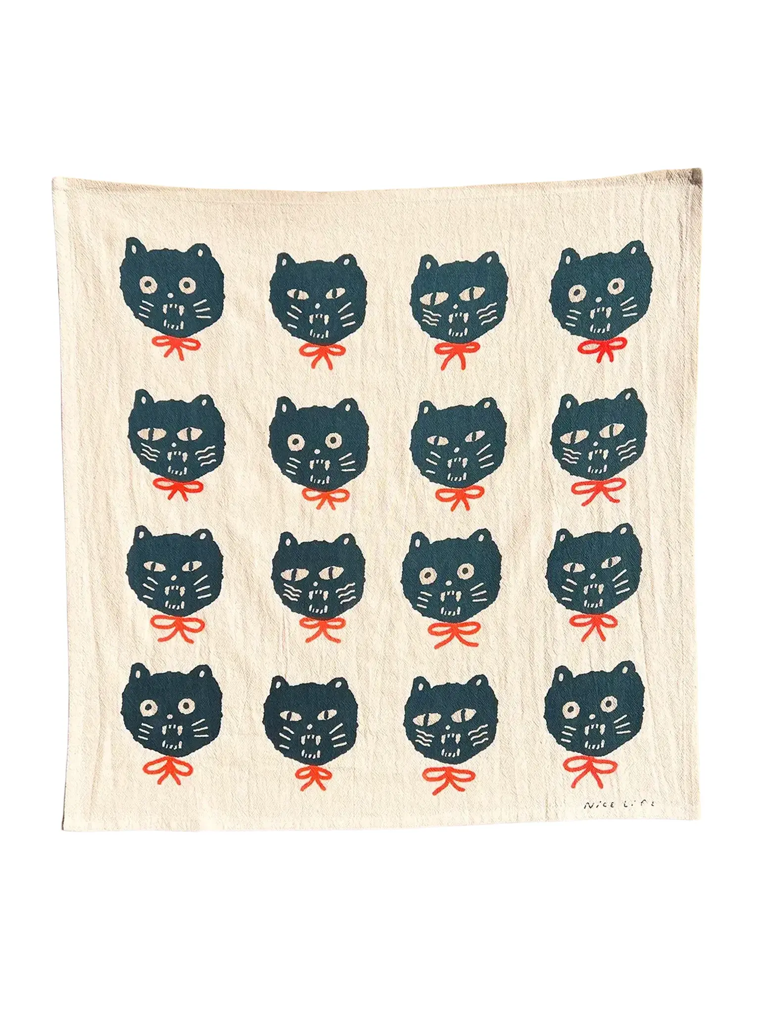 NICE LIFE Handbedrucktes Baumwolltuch / Geschirrtuch – Bad Cats