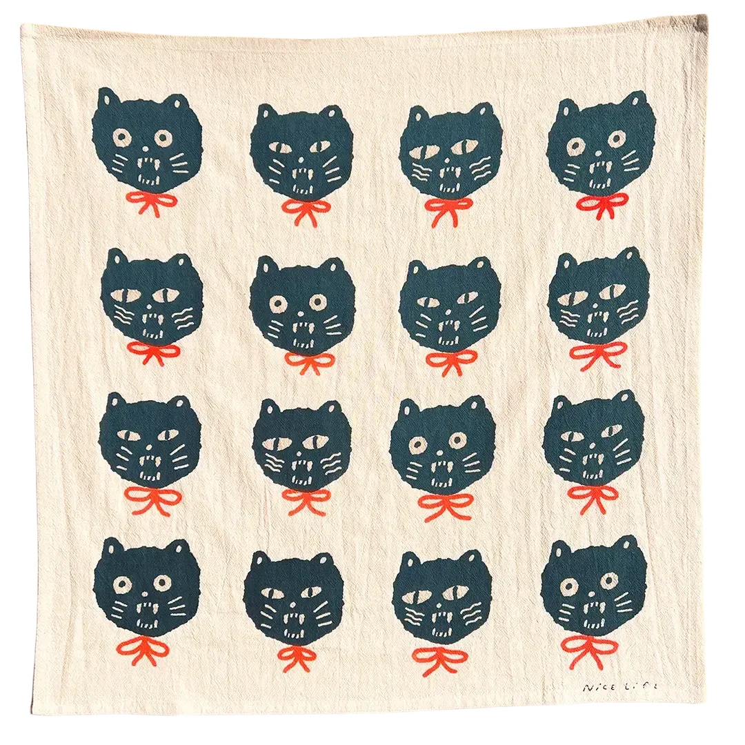 NICE LIFE Handbedrucktes Baumwolltuch / Geschirrtuch – Bad Cats