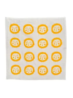 NICE LIFE Handbedrucktes Baumwolltuch / Geschirrtuch – Yellow Sun