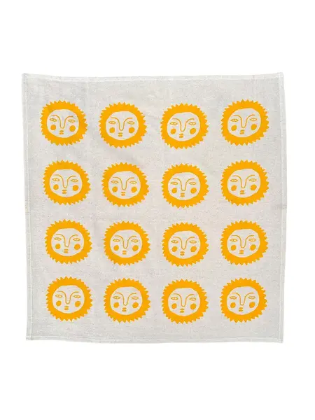 NICE LIFE Handbedrucktes Baumwolltuch / Geschirrtuch – Yellow Sun