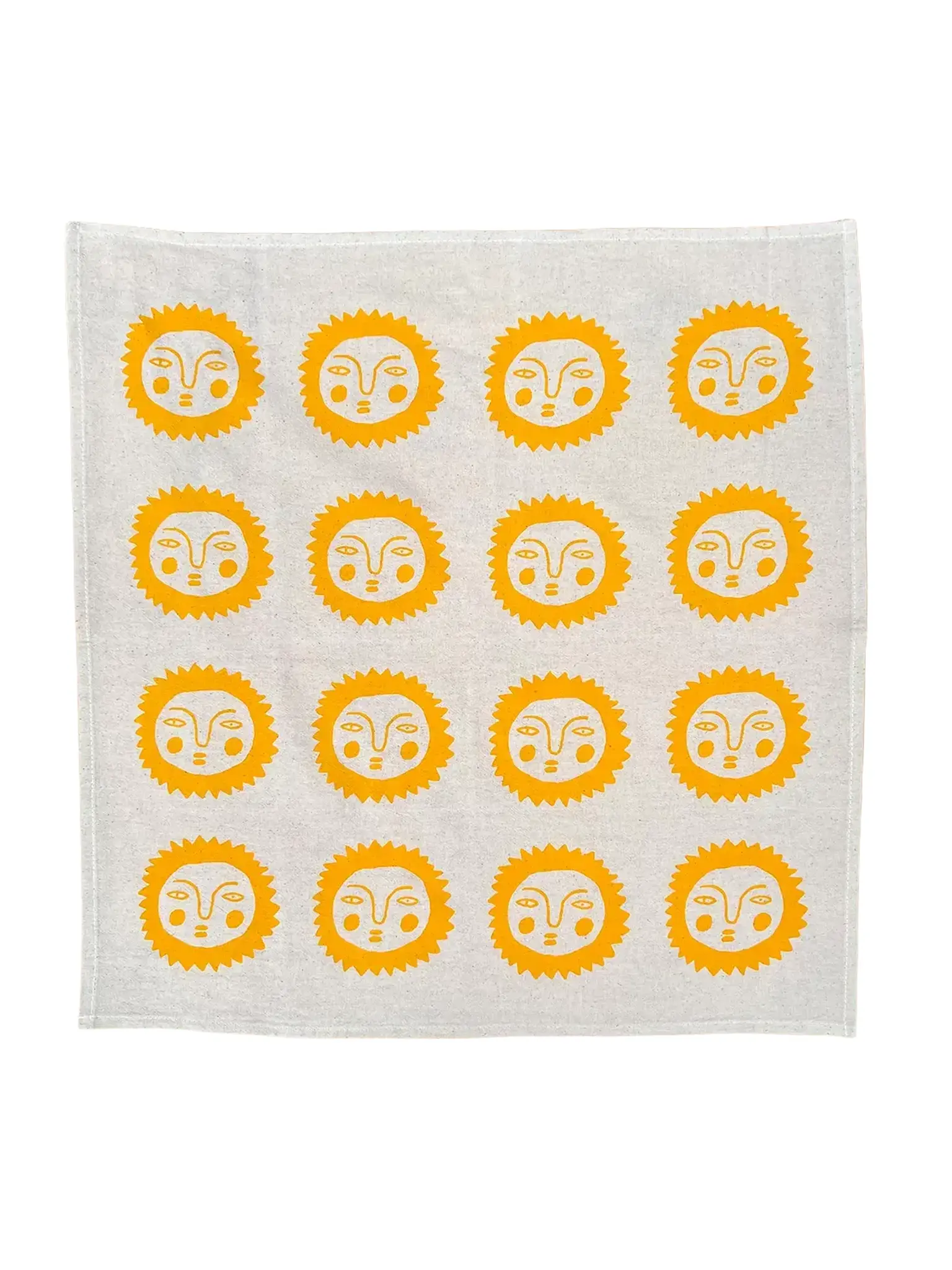NICE LIFE Handbedrucktes Baumwolltuch / Geschirrtuch – Yellow Sun