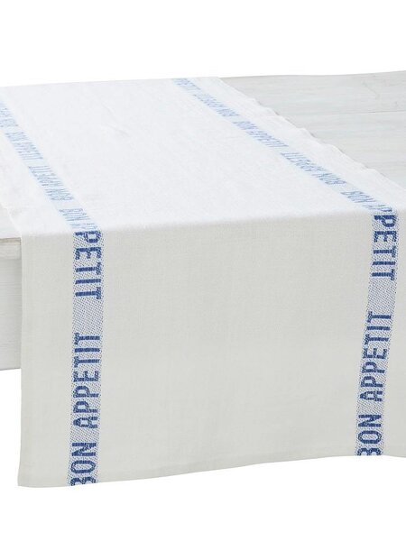 CHAVRET ÉDITIONS Tischläufer aus Leinen – Bon Appétit Blanc Bleu