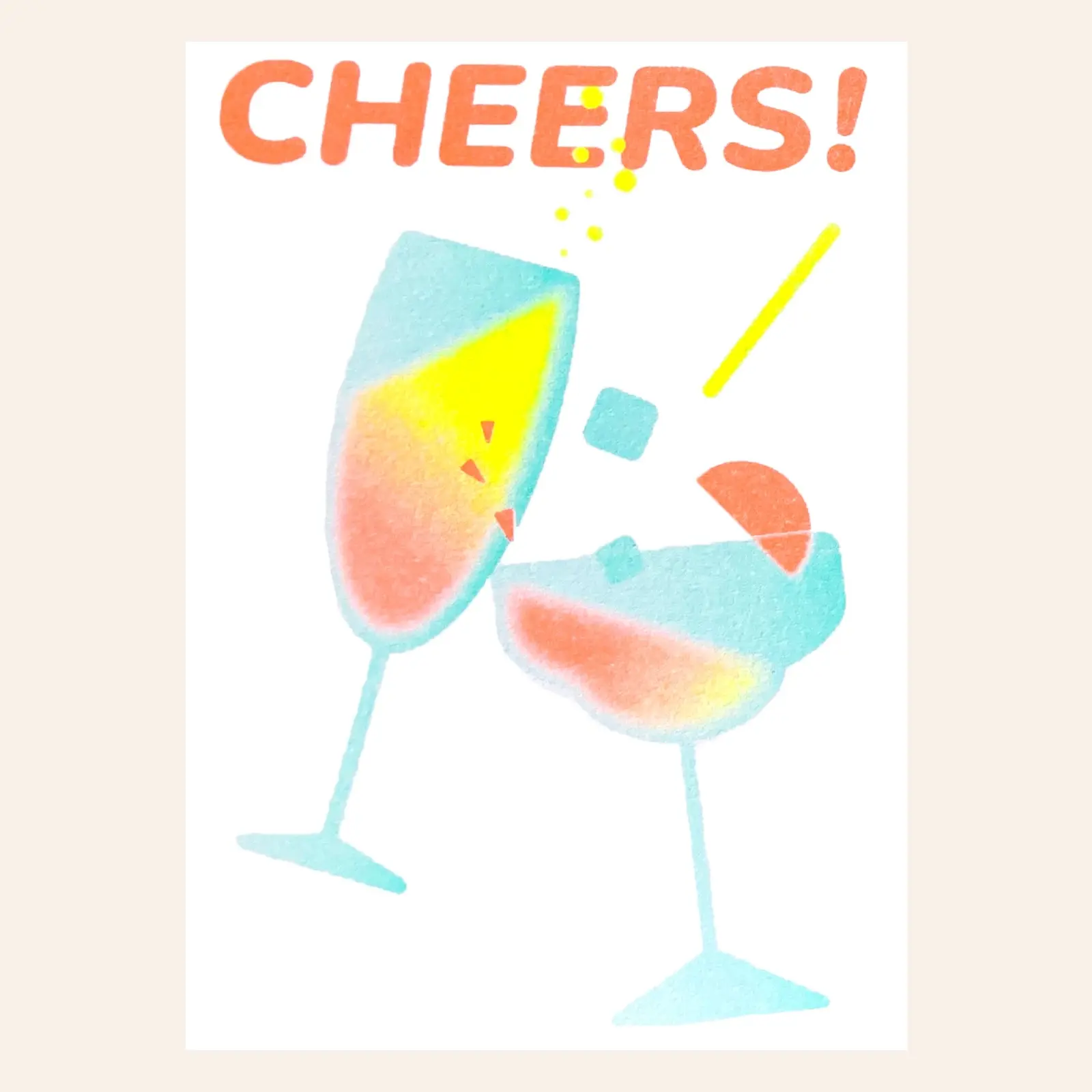 HERR UND FRAU RIO Riso Karte Cheers & transparentes Couvert