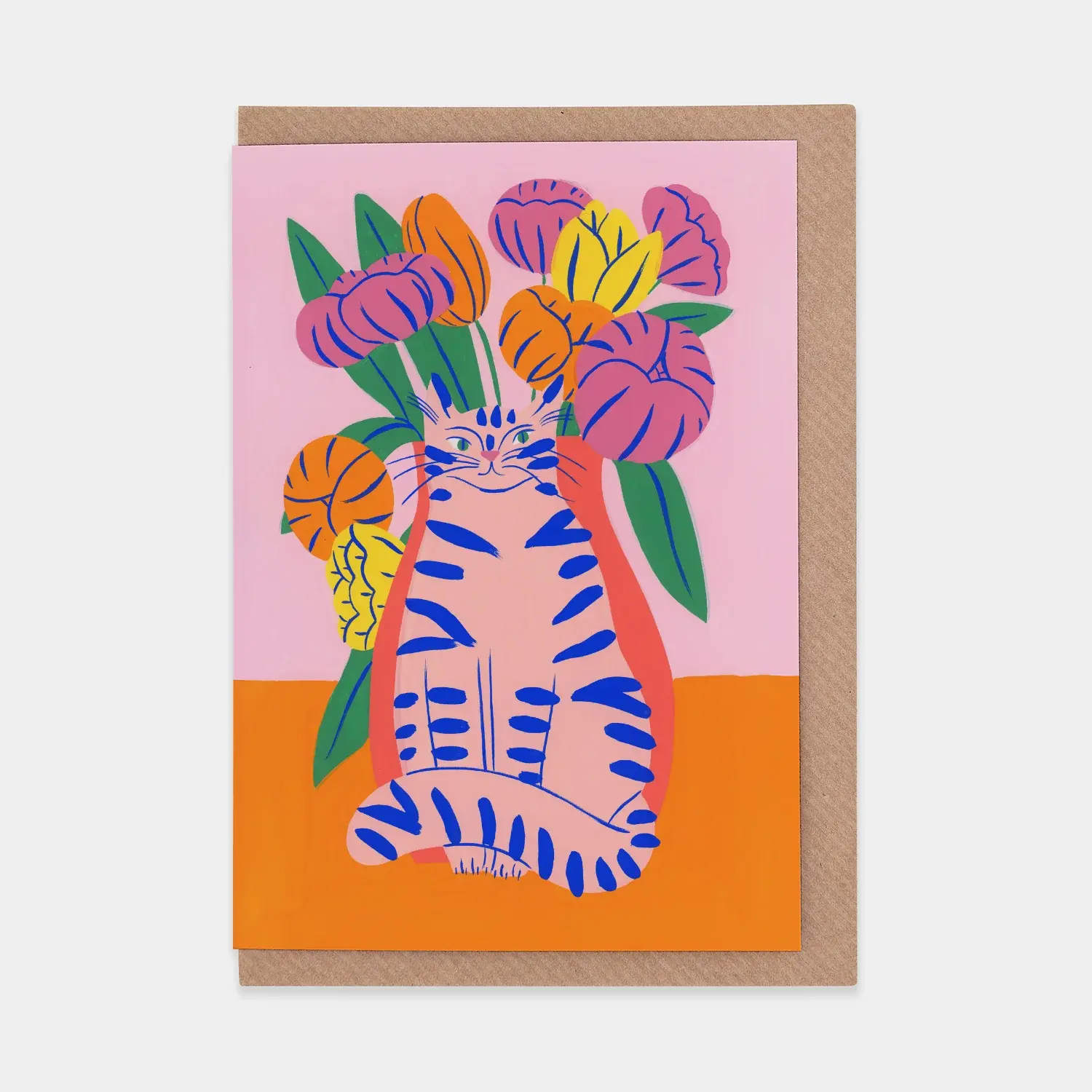 EVERMADE Doppelkarte orange bouquet cat