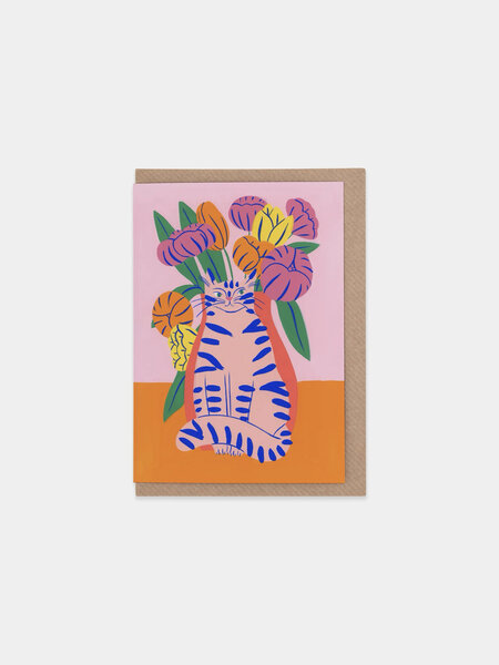 EVERMADE Doppelkarte orange bouquet cat