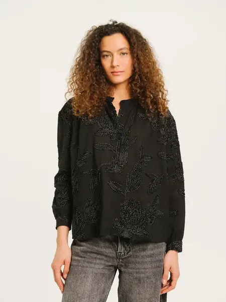 SACRECOEUR Chemise ENORA VELVET  – noir