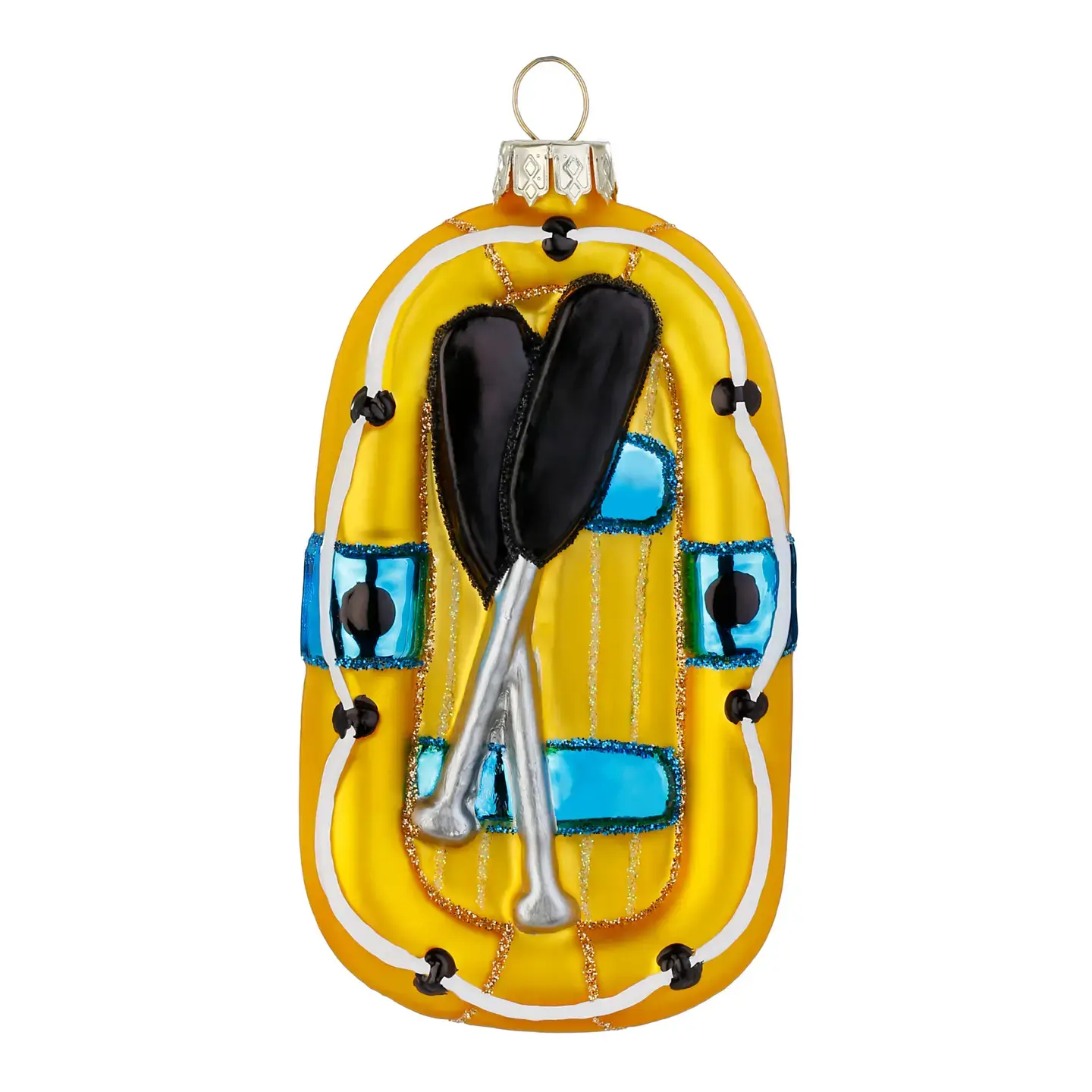 Glashänger / Weihnachtshänger – gelbes Schlauchboot