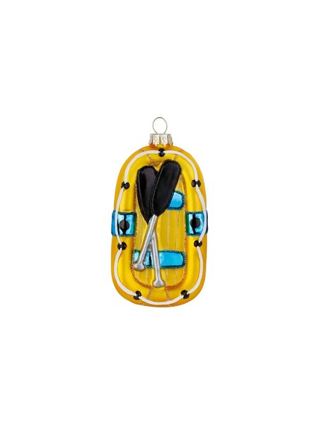 Glashänger / Weihnachtshänger – gelbes Schlauchboot