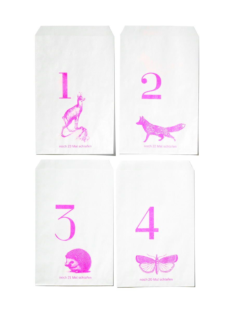 NOUVEL ÉTÉ 24 Adventstüten Risoprint Neon Pink