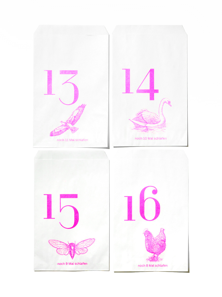 NOUVEL ÉTÉ 24 Adventstüten Risoprint Neon Pink