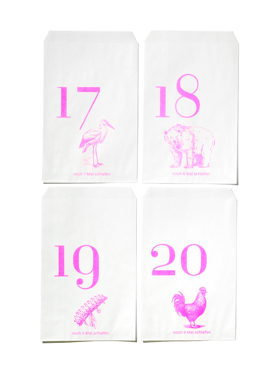 NOUVEL ÉTÉ 24 Adventstüten Risoprint Neon Pink