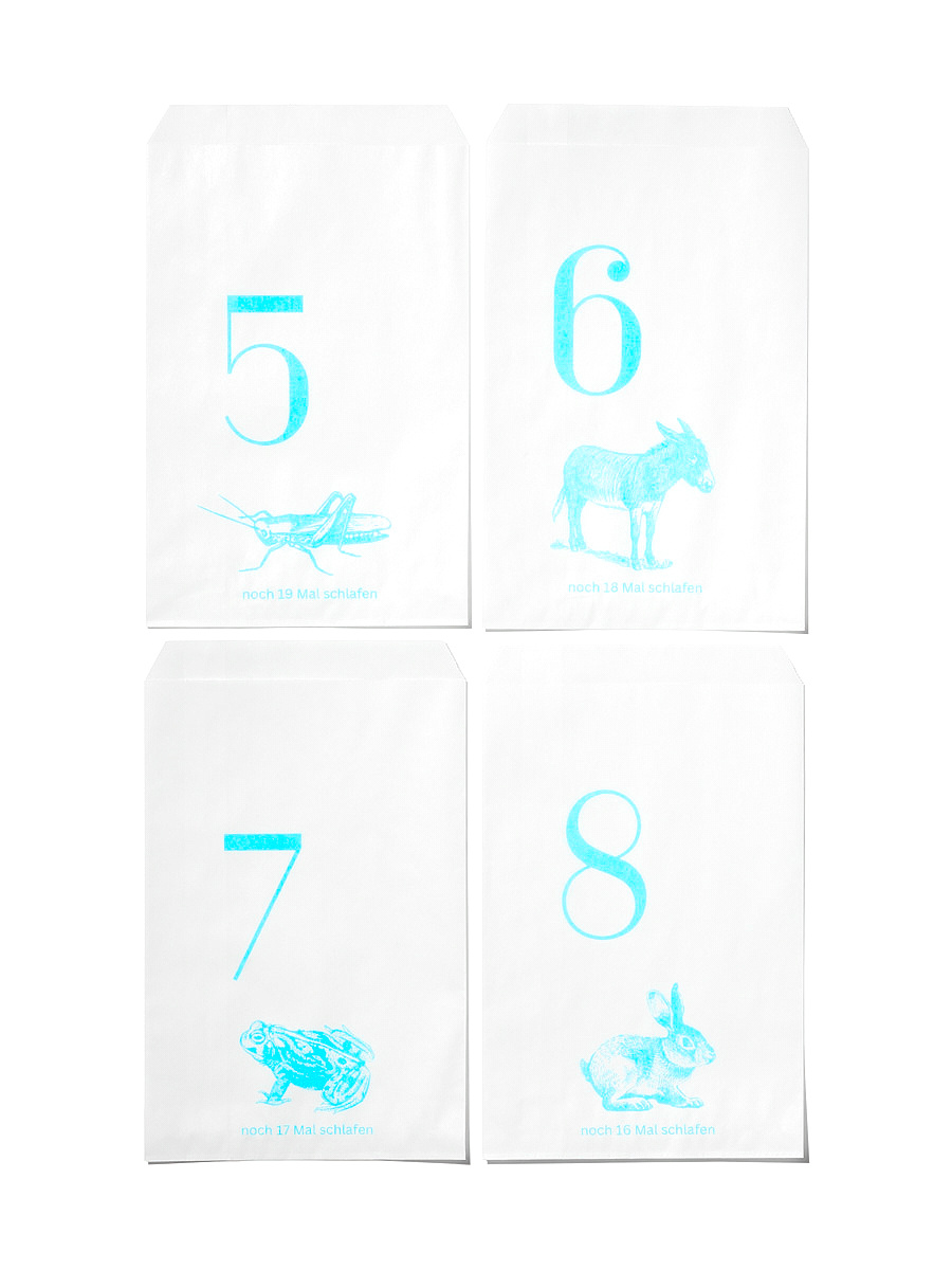 NOUVEL ÉTÉ 24 Adventstüten Risoprint Aqua Blue
