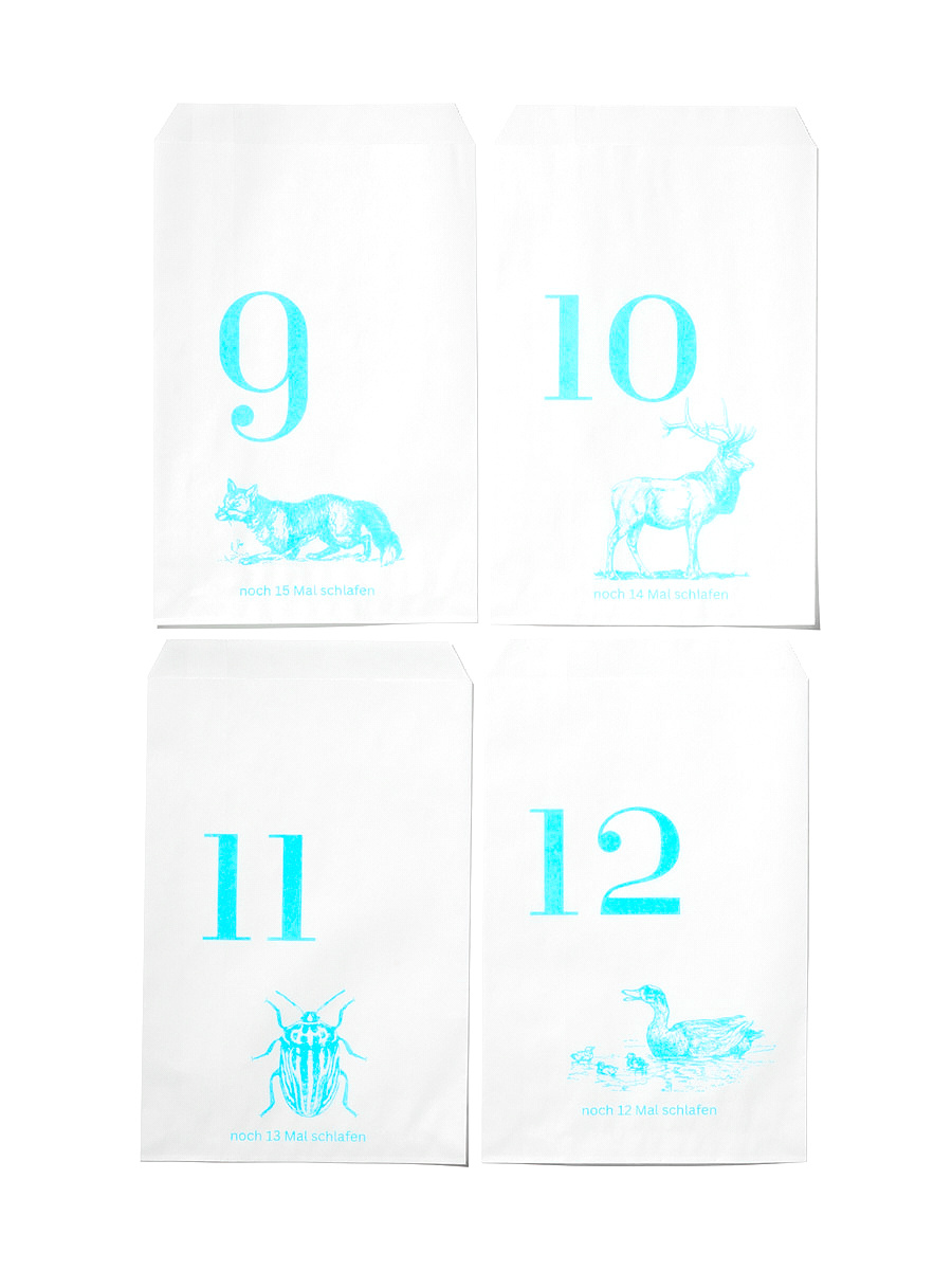 NOUVEL ÉTÉ 24 Adventstüten Risoprint Aqua Blue
