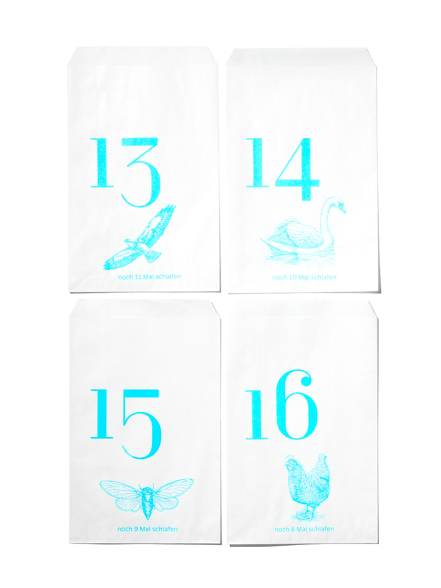 NOUVEL ÉTÉ 24 Adventstüten Risoprint Aqua Blue