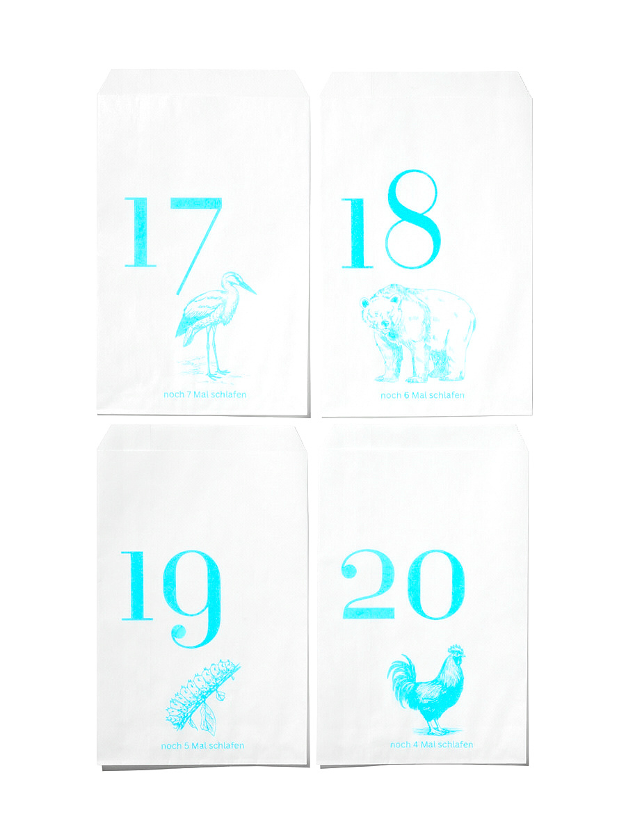 NOUVEL ÉTÉ 24 Adventstüten Risoprint Aqua Blue