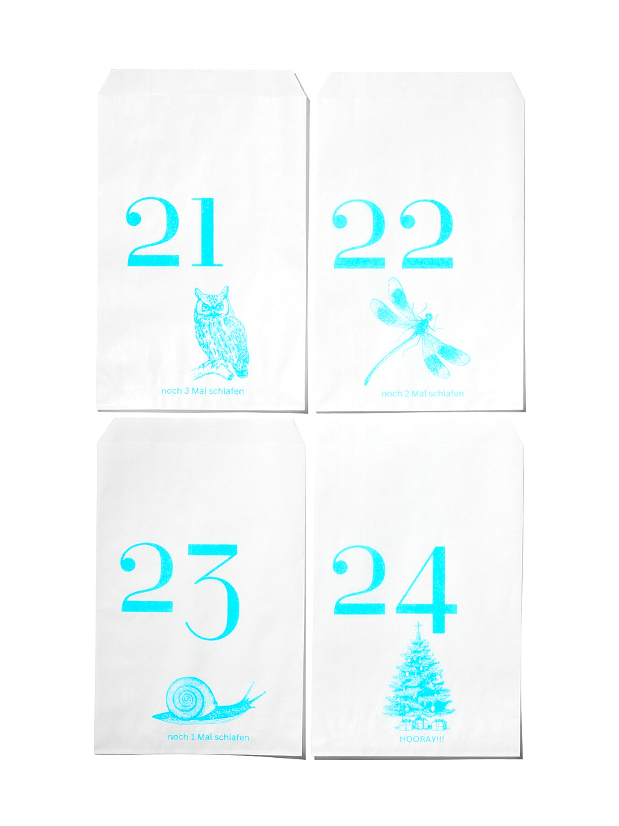 NOUVEL ÉTÉ 24 Adventstüten Risoprint Aqua Blue