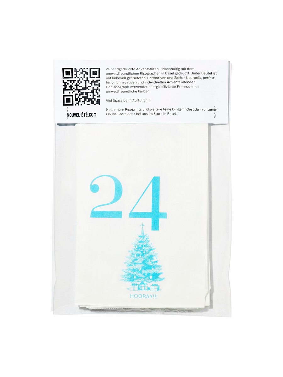 NOUVEL ÉTÉ 24 Adventstüten Risoprint Aqua Blue