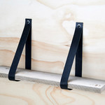 Bij Lien Leren plankdragers Zwart set van 2 stuks