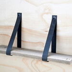 Bij Lien Leren plankdragers Antracietset van 2 stuks