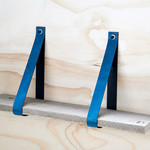 Bij Lien Leren plankdragers Petrol set van 2 stuks