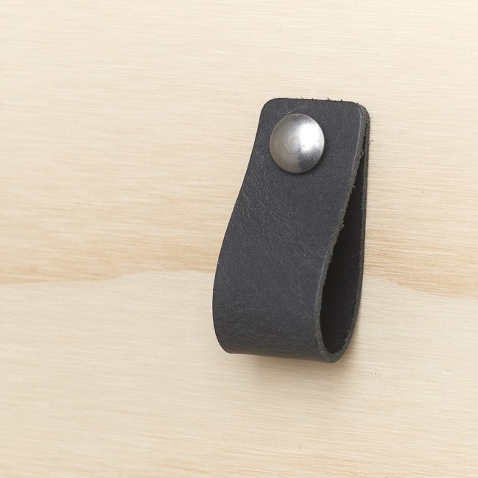 Bij Lien Leren handgreep Antraciet 18x2 cm