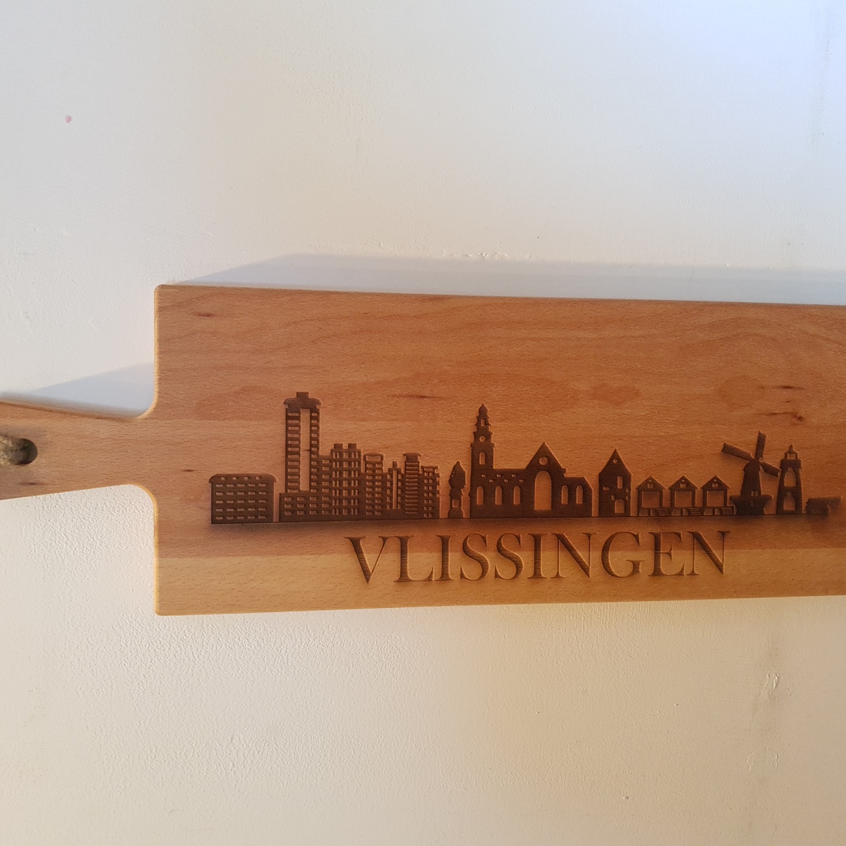 Bij Lien borrelplank beukenhout skyline Vlissingen