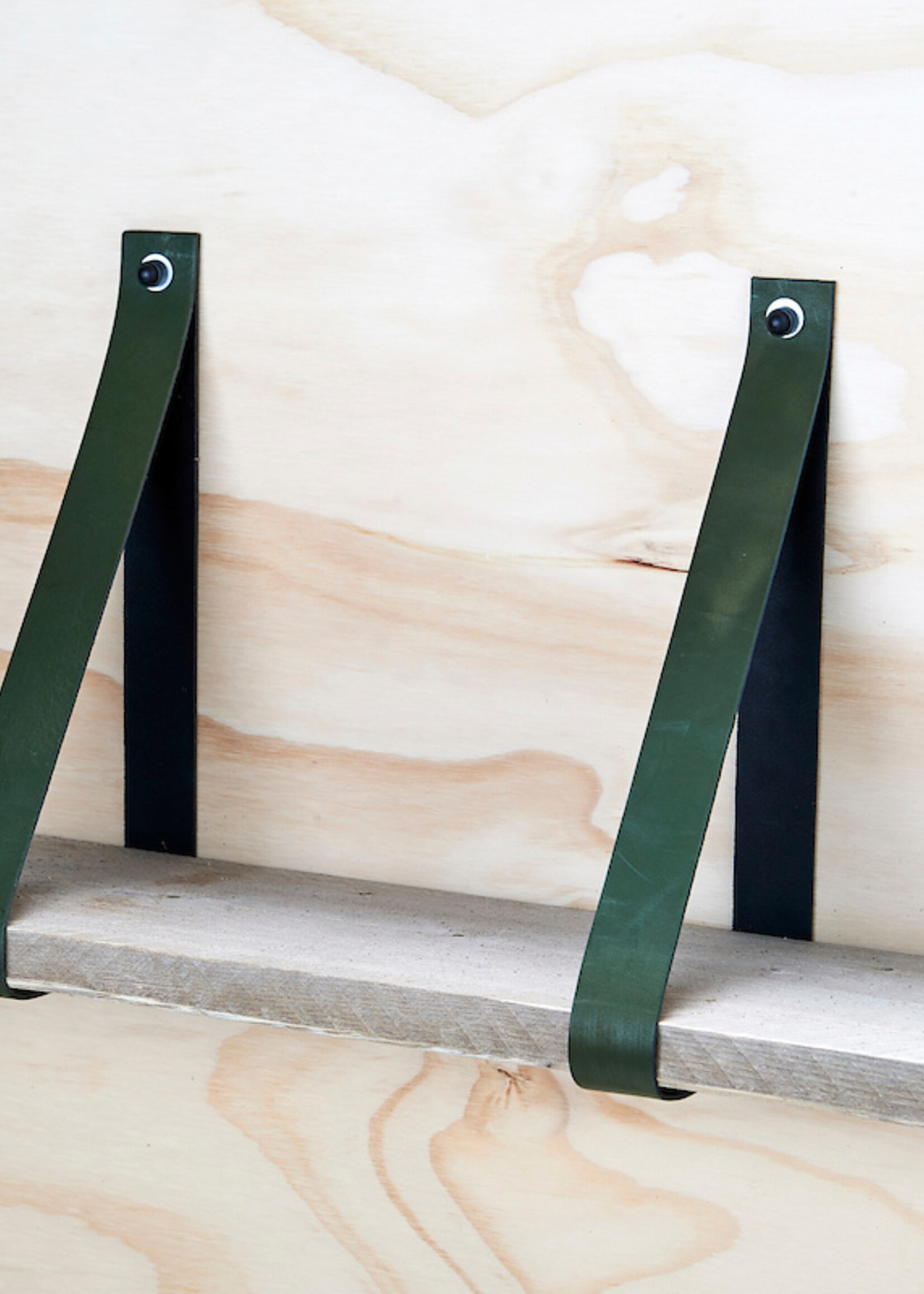 Bij Lien Leren plankdragers Leger groen - met plank -