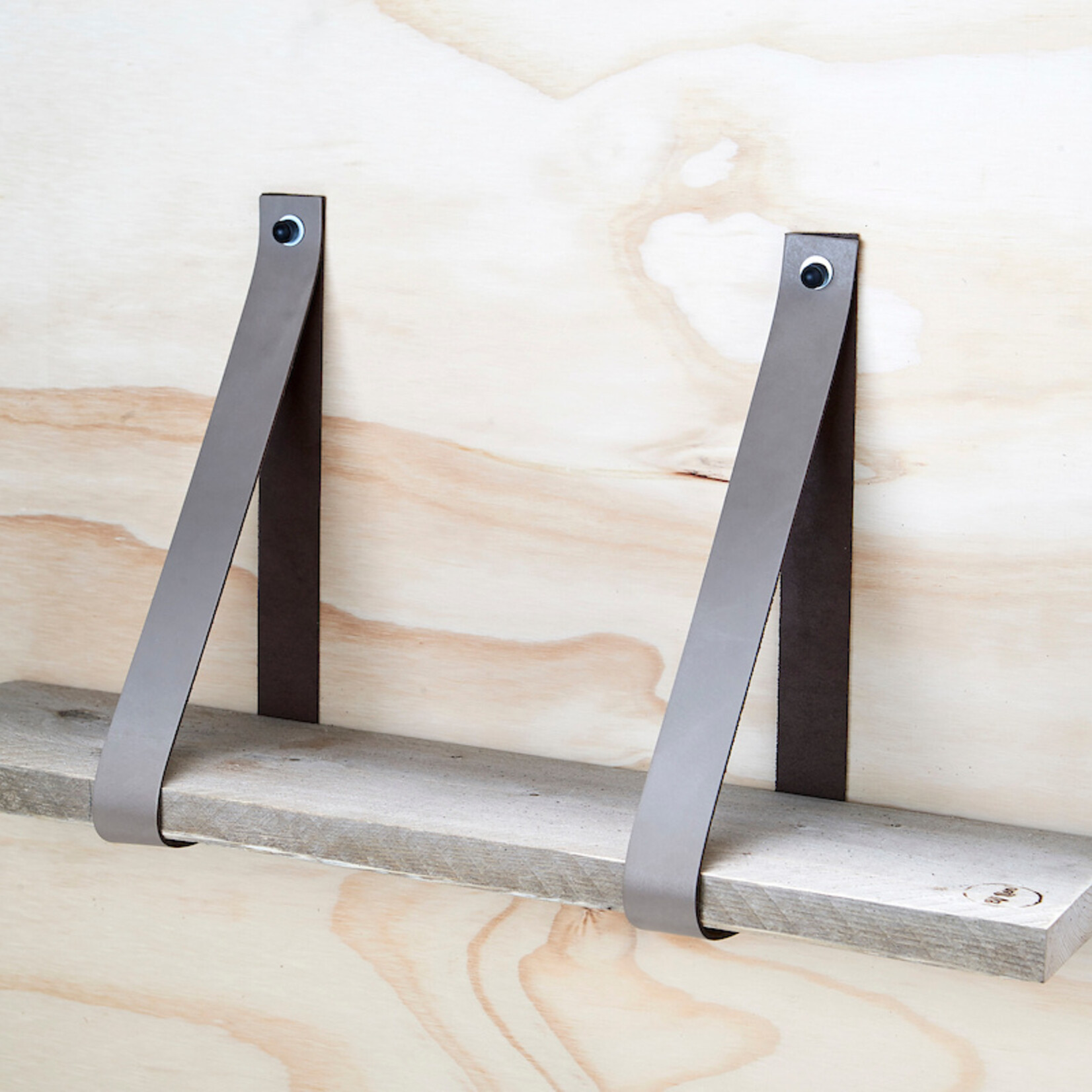 Bij Lien Leren plankdragers Taupe - met plank -