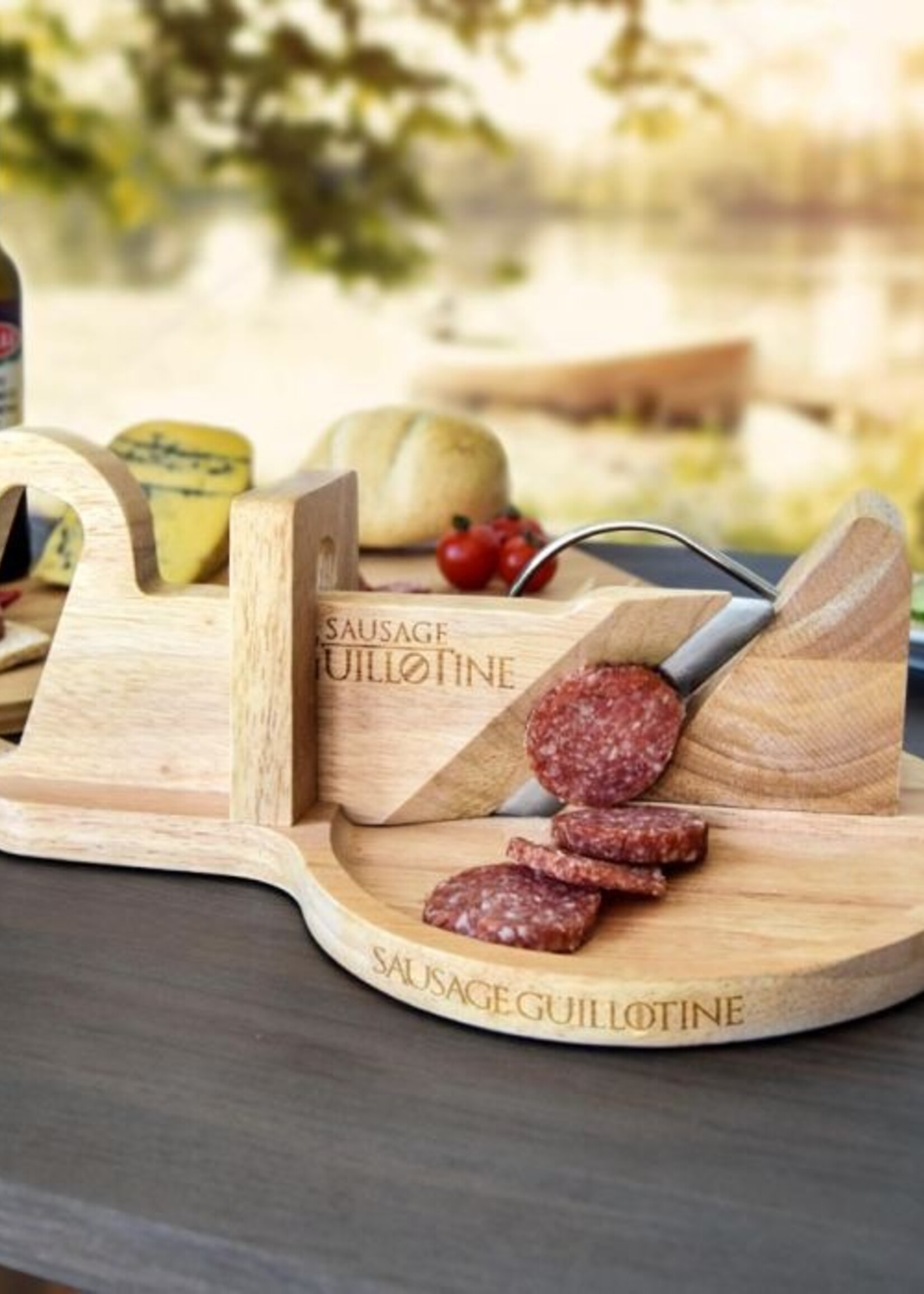 Mikamax Guillotine Worst - Worstsnijder - Worst Snijplank - Sausage Guillotine - Makkelijk Schoon Te Maken - RVS Mes - Bamboe - 30 x 19cm