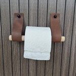 Bij Lien Leren toiletrol houder donker bruin 4cm breed en 30cm lang