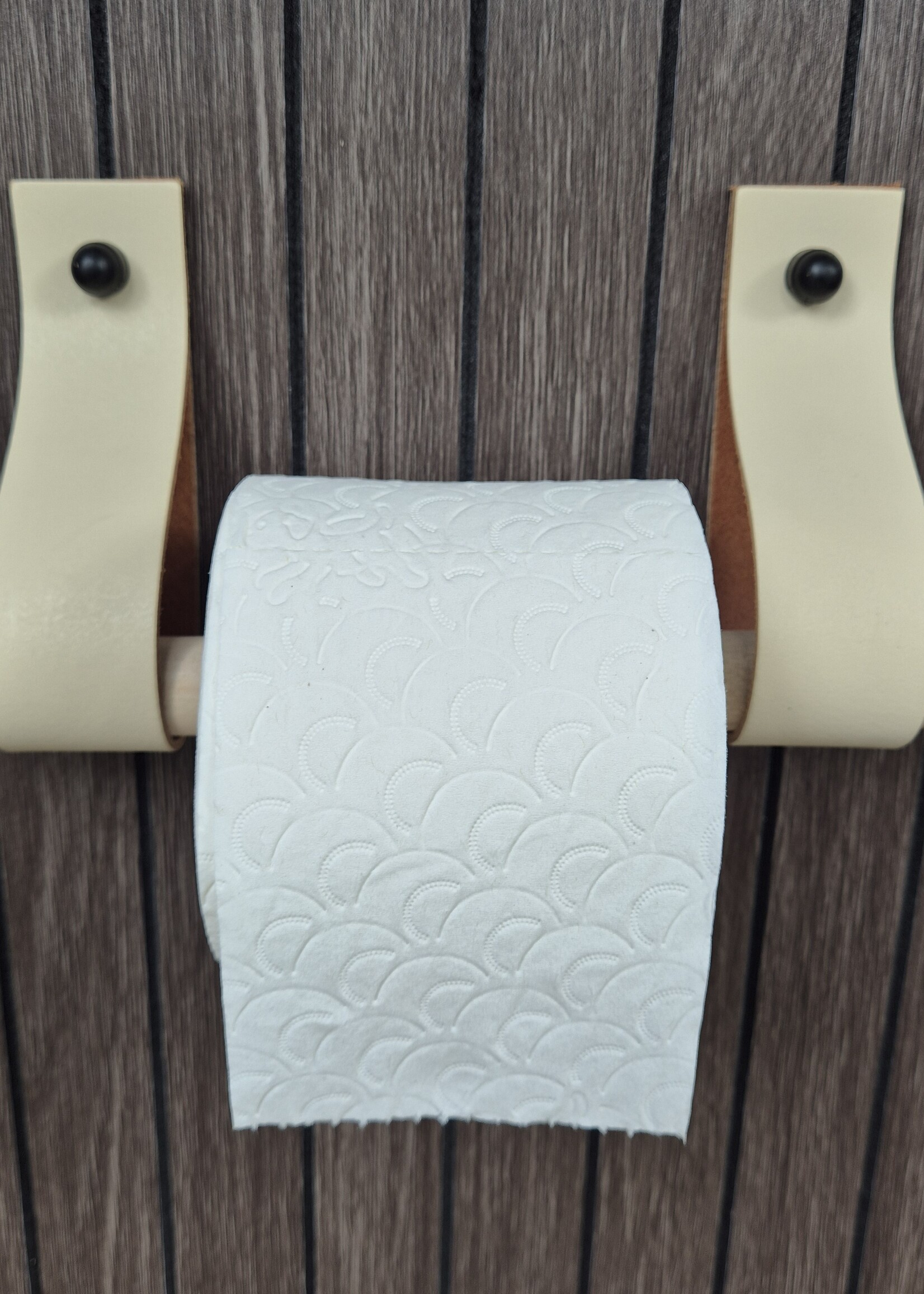 Bij Lien Leren toiletrol houder creme 4cm breed en 30cm lang