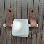 Bij Lien Leren toiletrol houder Nubuck bruin 4cm breed en 30cm lang