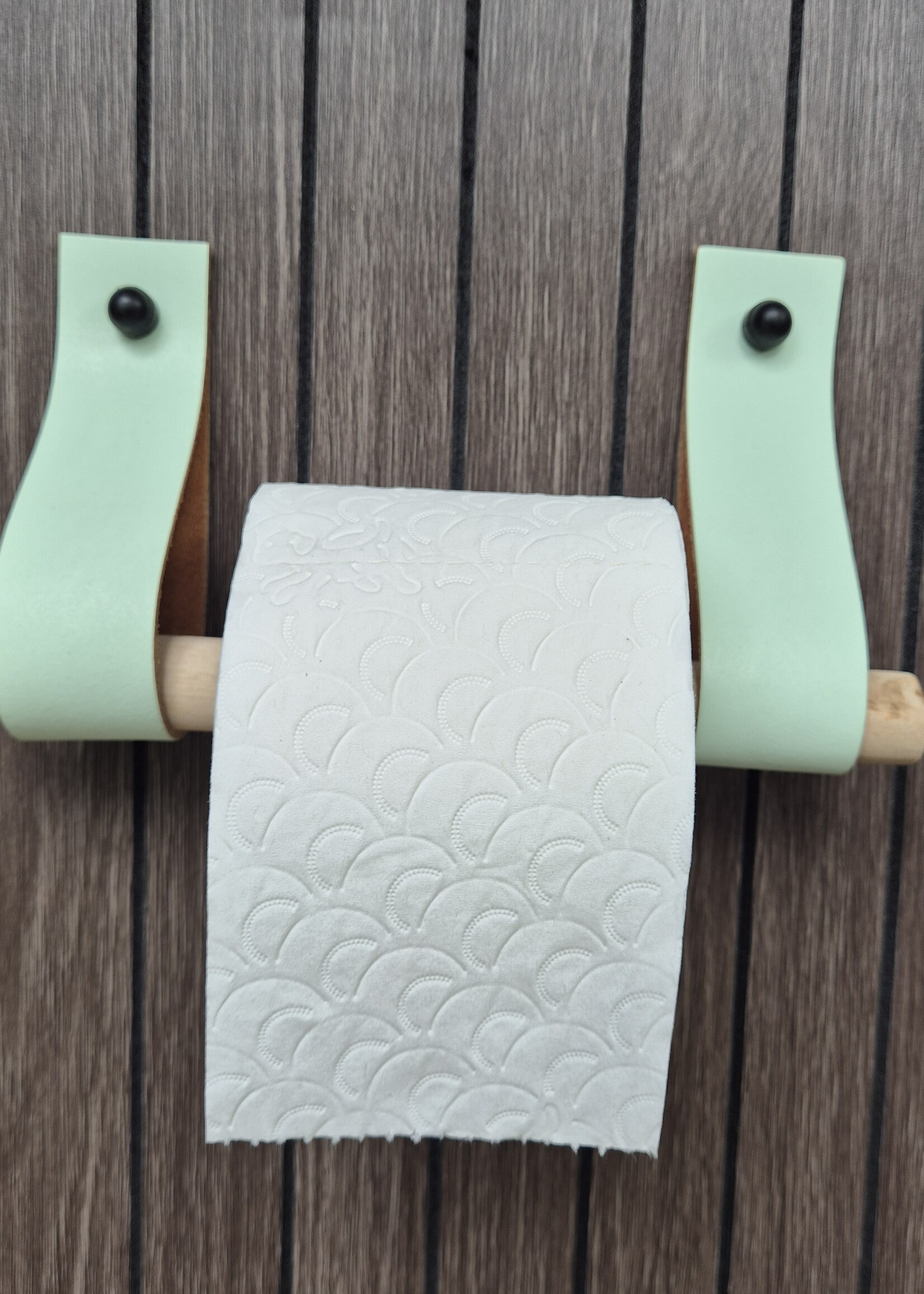 Bij Lien Leren toiletrol houder mint groen 4cm breed en 30cm lang